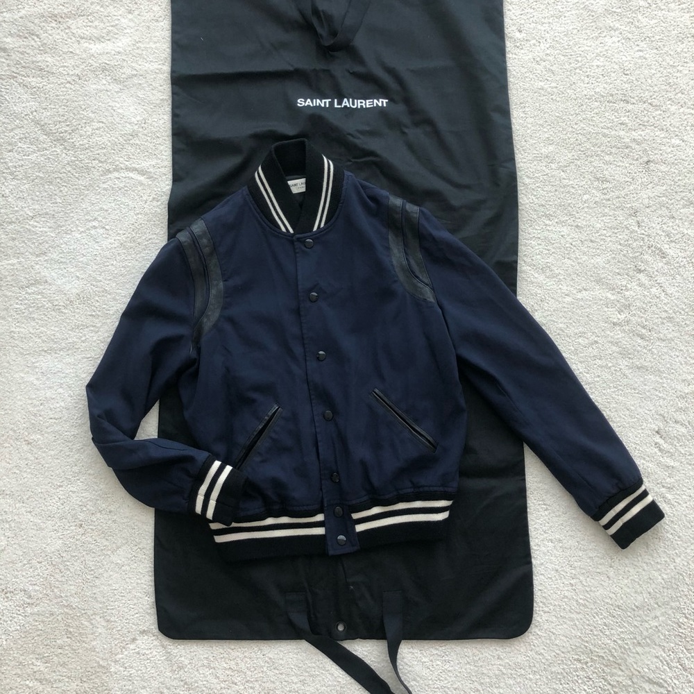 Saint Laurent Navy Teddy Jacket - Men